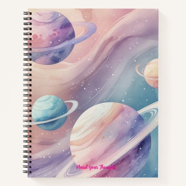 Carnet Pastel Galaxy Mist - Gradient doux à thème planéta (Devant)