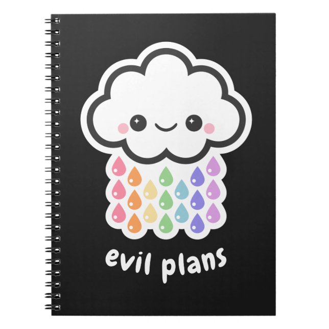 Carnet Pastel Goth Kawaii Nuage Plans (Devant)
