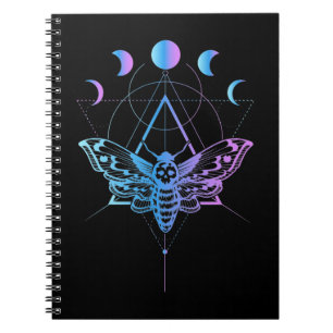 Carnet Pastel Goth Moon Moth Croissant Géométrie