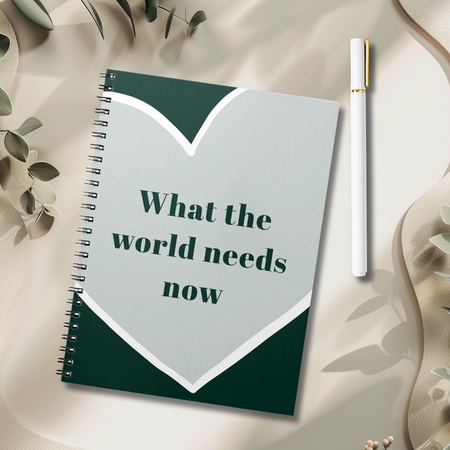 Carnet Pastel Green Heart Motivational Quote Emerald (Pastel Green Heart What the World Needs Now Motivational Quote Emerald Notebook)