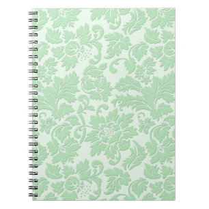 Carnet Pastel Green Monochromatique Vintage Floral Damask