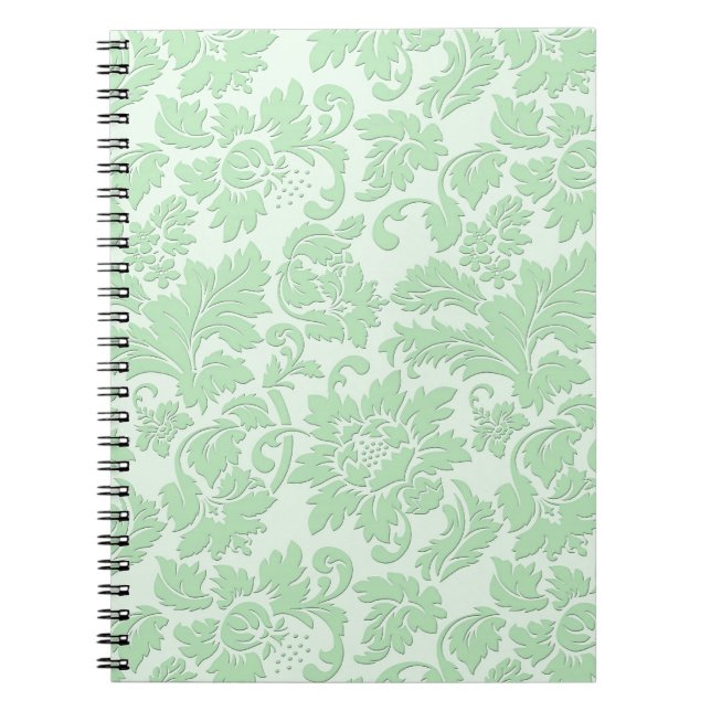Carnet Pastel Green Monochromatique Vintage Floral Damask (Devant)
