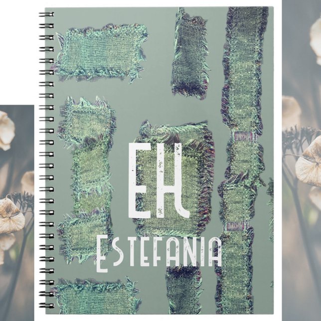 Carnet Pastel monogramme abstrait sauge vert olive modern (Créateur téléchargé)