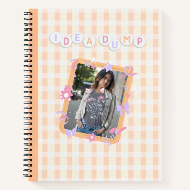 Carnet Pastel Orange Rose clair violet avec image Costome (Devant)