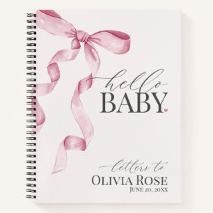 Carnet Pastel Pink Coquette Bow Girl Lettres Baby showers