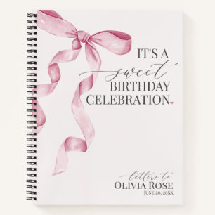 Carnet Pastel Pink Coquette Bow Lettres à fille d'anniver