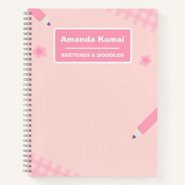 Carnet Pastel Pink Stripes Cravate-Dye Nom Croquis Art (Devant)