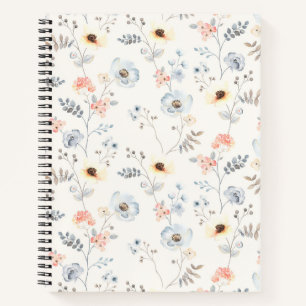 Carnet Pastel Poppy Floral Garden Motif