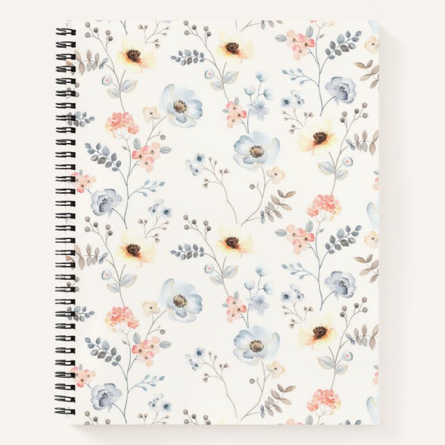 Carnet Pastel Poppy Floral Garden Motif (Devant)