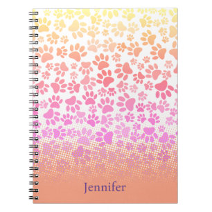Carnet Pastel Puppy Paw Motif Nom personnalisé