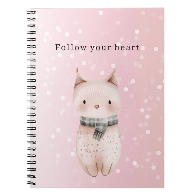 Carnet Pastel Rose Chat Confetti Points   (Devant)