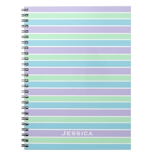Carnet Pastel Stripes Personnalisé (Devant)