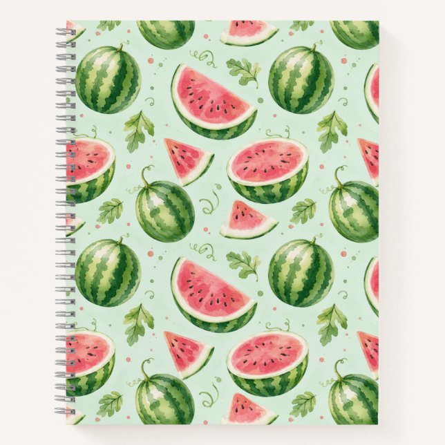 Carnet Pastèque Aquarelle Motif de Fruits d'Été (Devant)