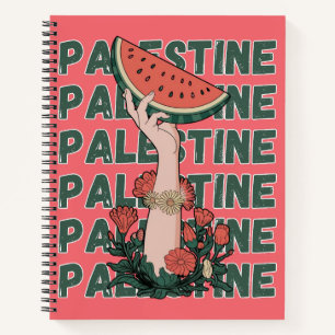 Carnet pastèque, fleurs et palestine Texte Répéter