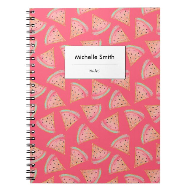 Carnet Pastèque personnalisée rose (Devant)