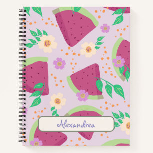Carnet Pastèque rose illustrée motif dessiné à la main 