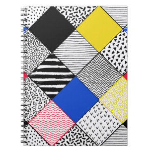 Carnet Patchwork arrière - plan : oiseaux, pois.