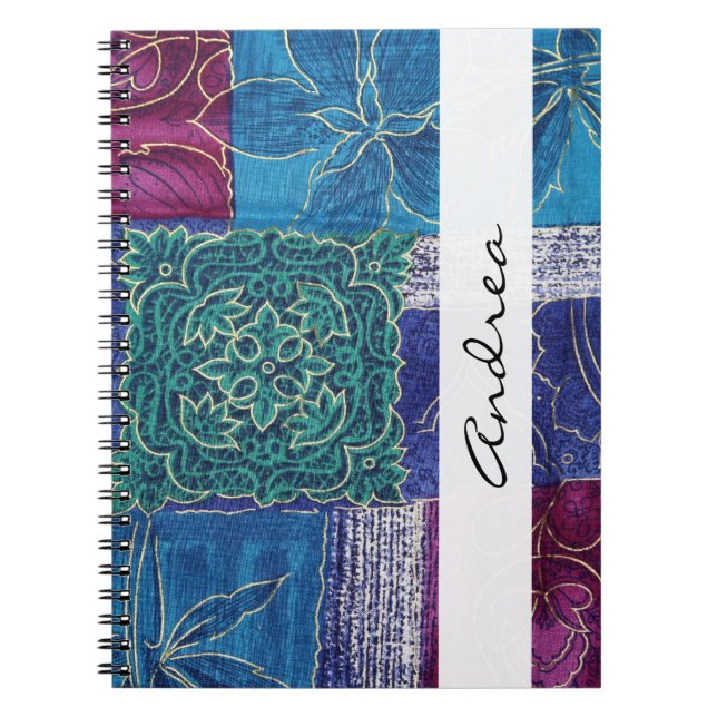 Carnet Patchwork Pattern, Patchwork Background, Your Name (Devant)