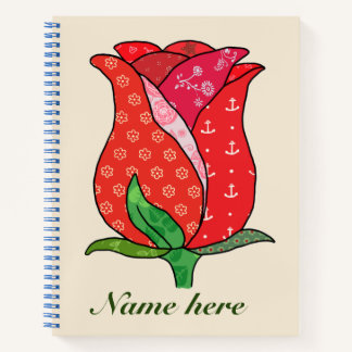 Carnet Patchworkrose, bloc-notes personalisiert