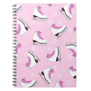 Carnet Patinage artistique - rose de patins de glace avec