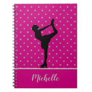 Carnet Patinage Personnalisé Et Étoiles Motif Rose
