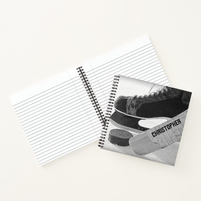 Carnet Patins noirs de hockey Personnalisé (Intérieur)