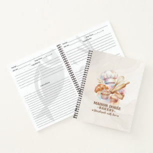 Carnet Pâtissier Chef Pâtissier Aquarelle Or Cuisine Trai