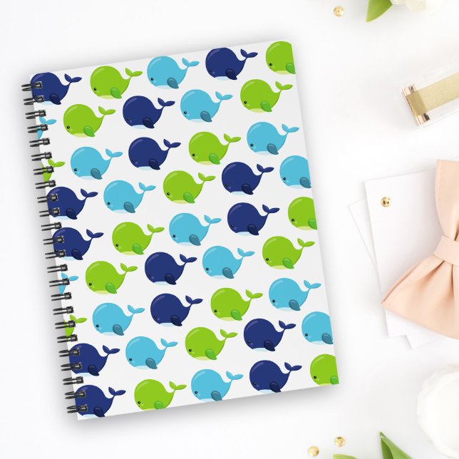 Carnet Pattern of Whales, Cute Whales, Sea Animals (Créateur téléchargé)
