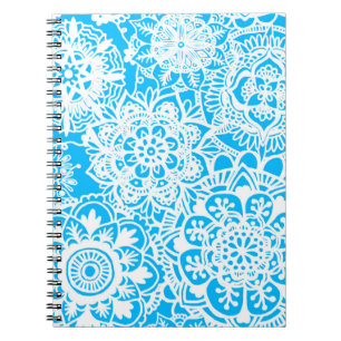 Carnet Patters de Light Blue et White Floral Mandala