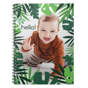 Carnet Paume tropicale feuille jungle garçon bonjour text
