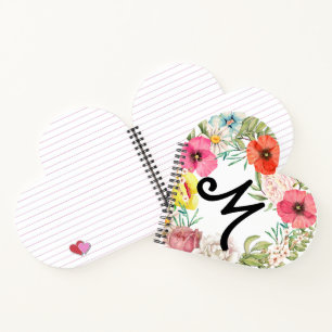 Carnet Pavot Rose floral et marmite rose, corail, Jaune