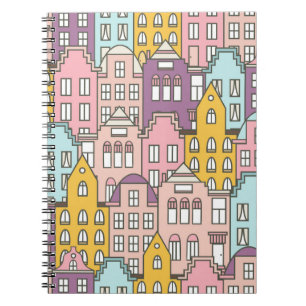 Carnet Pays-Bas maisons ensemble main dessiné sans coutur