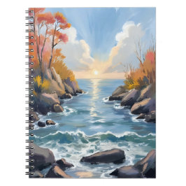 Carnet Paysage d'automne rivière soleil lumière aquarelle