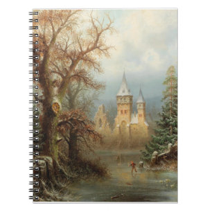 Carnet Paysage d'hiver romantique avec patineurs de glace