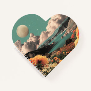 Carnet Paysage montagneux surréaliste avec planètes et nu