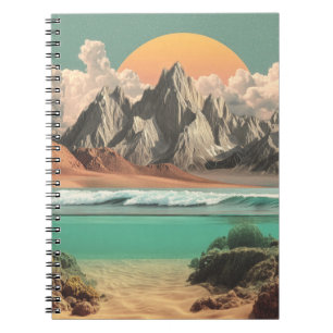 Carnet Paysage surréaliste d'océan et de montagnes avec d