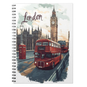 Carnet Paysage urbain de Londres avec bus à impériale et