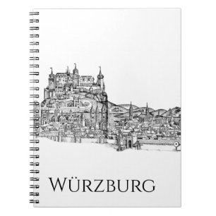 Carnet Paysage urbain de Würzburg en Bavière, art linéair