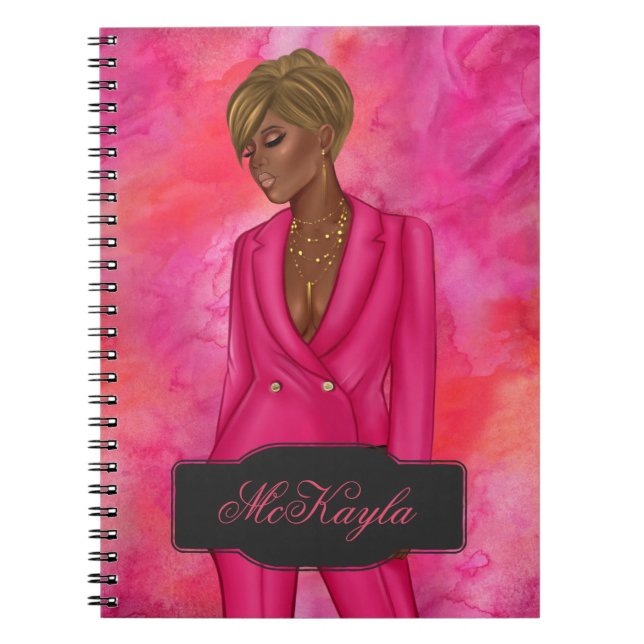 Carnet PDG afro-américain personnalisée Boss Woman (Devant)