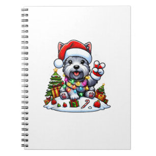 Carnet Peace Hand Scottish Terrier Christmas Lights Femme