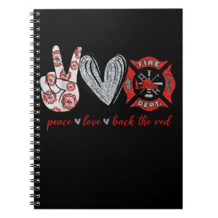 Carnet Peace Love Back Red Funny Firefighter Lover cade