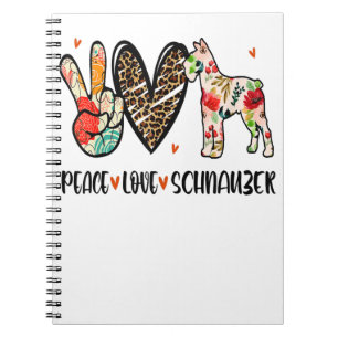 Carnet Peace Love Schnauzer Funny Amoureux des chiens cad