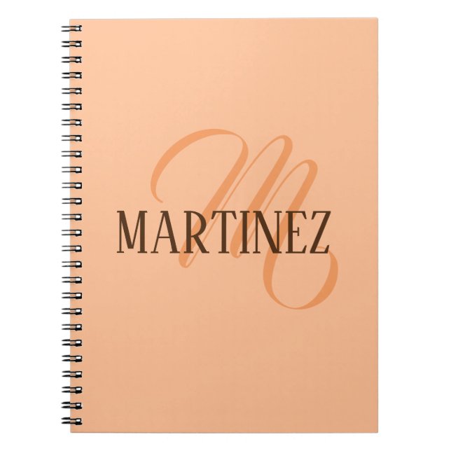 Carnet Peach Fuzz Nom Personnalisé Élégant (Devant)