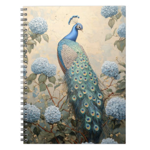 Carnet Peacock Élégant avec Peinture à l'Huile d'Hydrange