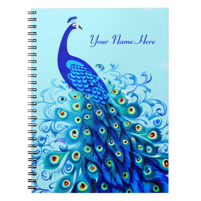 Carnet Peacock en bleu turquoise et cobalt (Devant)