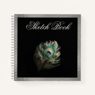 Carnet Peacock Feather, Silver Bordure Dur Couverture Ske