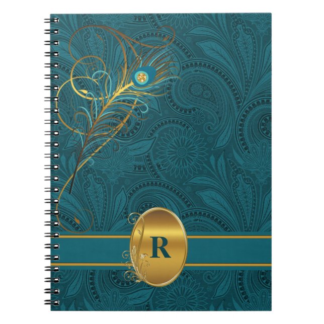 Carnet Peacock Turquoise monogrammé pour l'auteur (Devant)