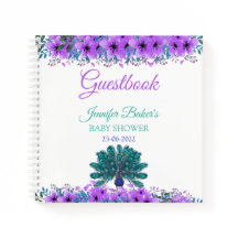 Peacock vert et bleu | Fleurs d'aquarelle violette