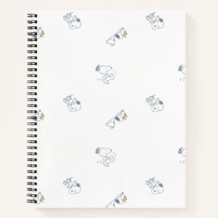 Carnet Peanuts Snoopy & Woodstock Motif Gris Clair Douc