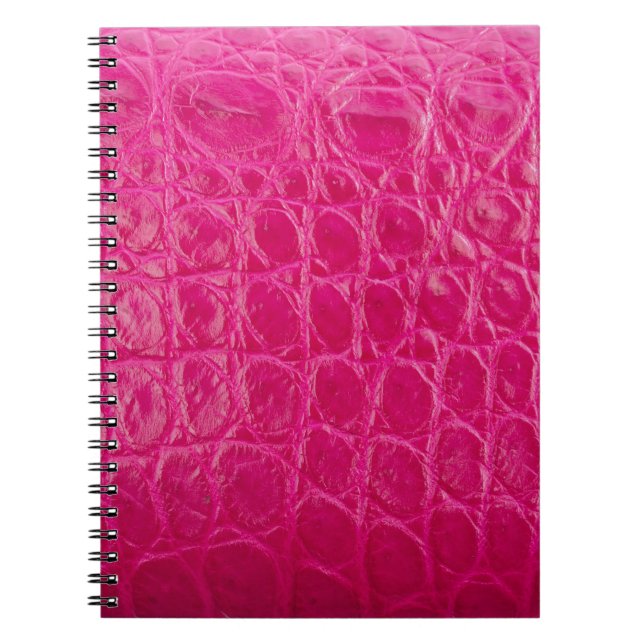 Carnet Peau de crocodile rose, texture cuir (Devant)